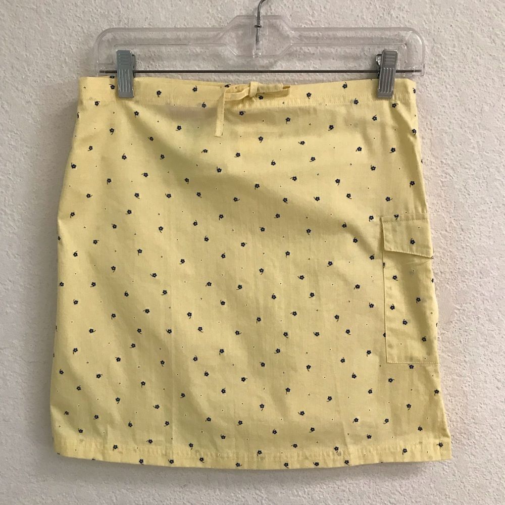 Deadstock ESPRIT (kids) yellow floral micro mini skirt 6*‎